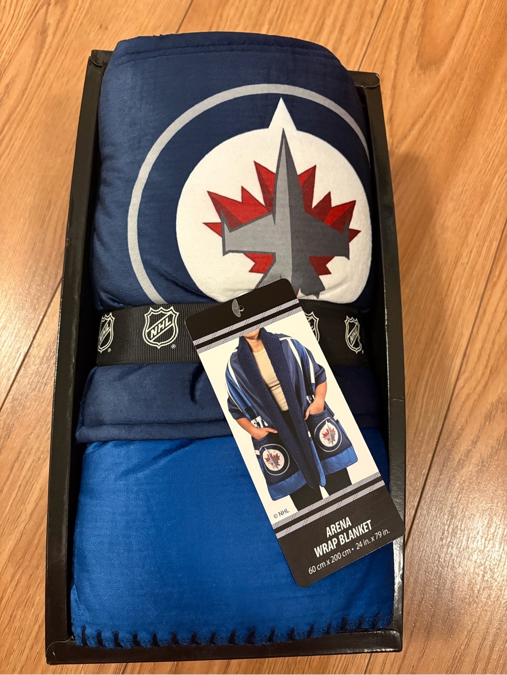 NHL Winnipeg Jets Blue Red Gray Team Logo Blanket Wrap